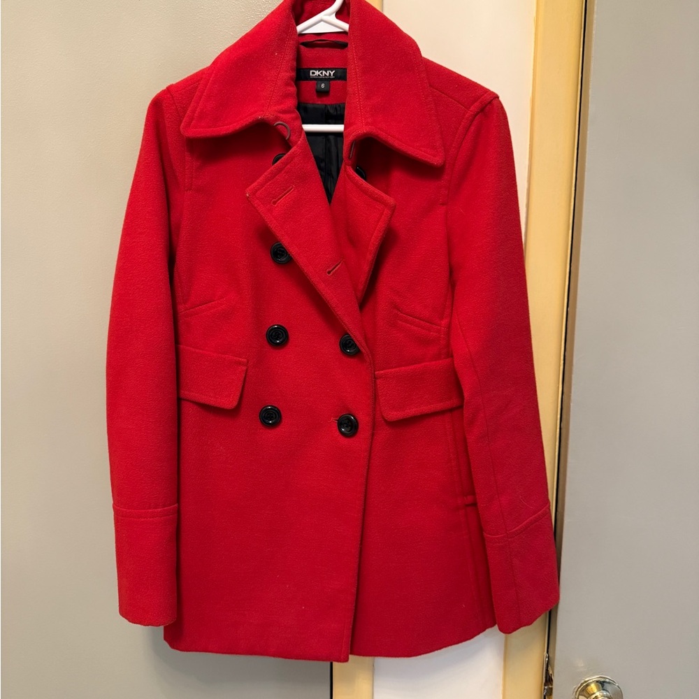 DKNY Vibrant Red Women's Peacoat